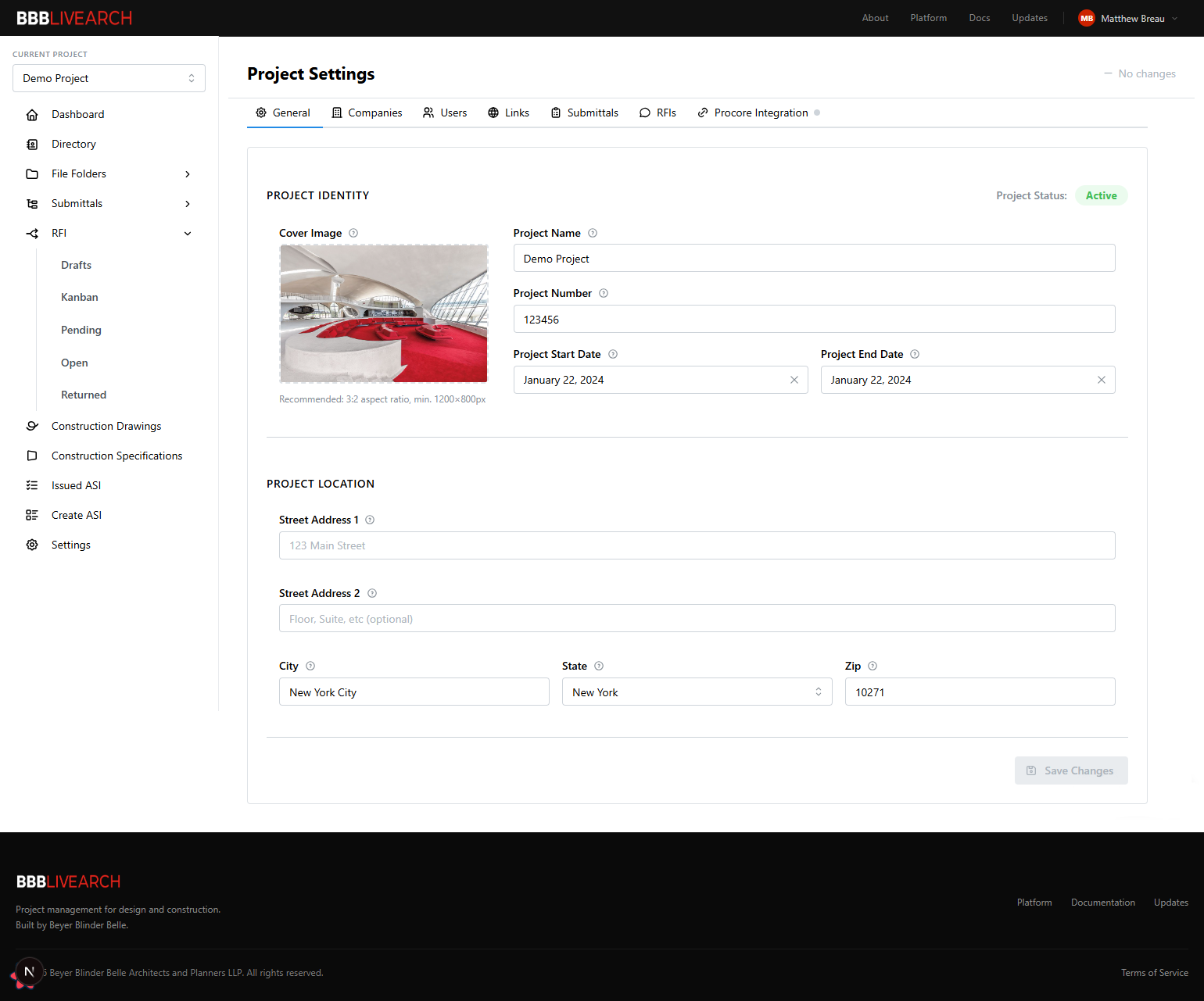 Project Settings — General tab